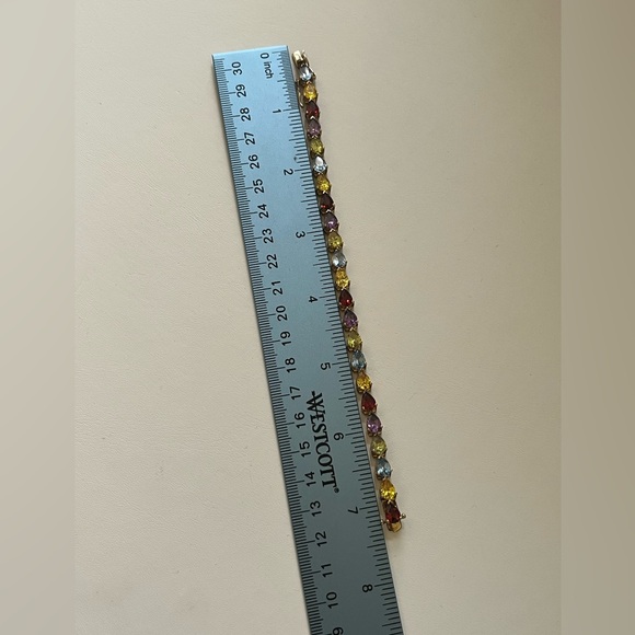 Elegant Multicolor Gemstone Bracelet Sterling Silver Gold plated 925 - Picture 7 of 9